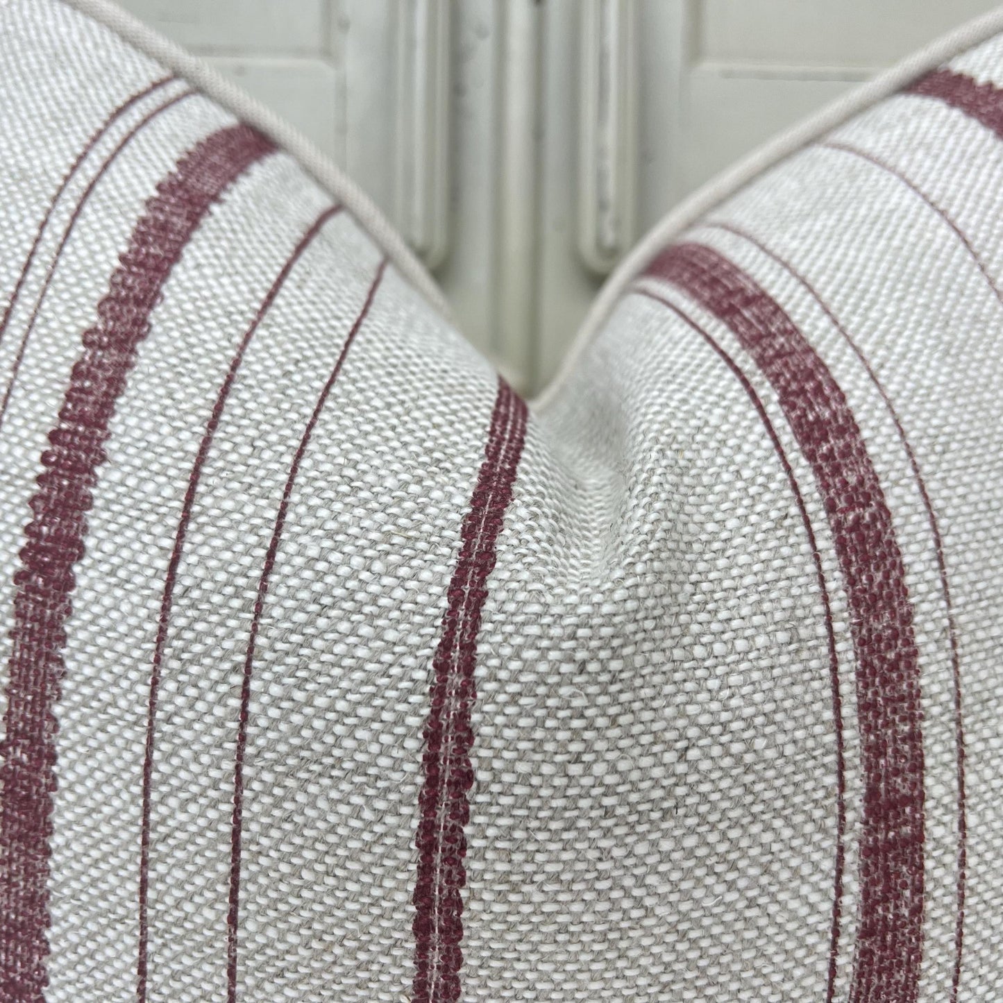 Cushions Made In Fermoie Carskiey Single Stripe Luxury Designer Decorative Neutral Rusty Red Linen Cushion Pillow Throw Cover