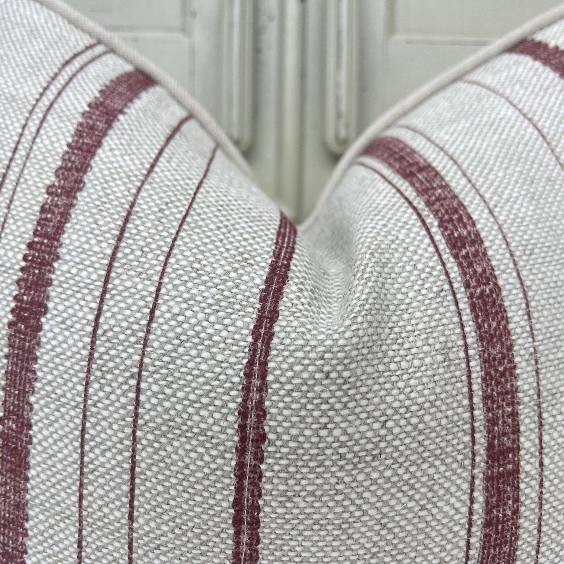 Cushions Made In Fermoie Carskiey Single Stripe Luxury Designer Decorative Neutral Rusty Red Linen Cushion Pillow Throw Cover