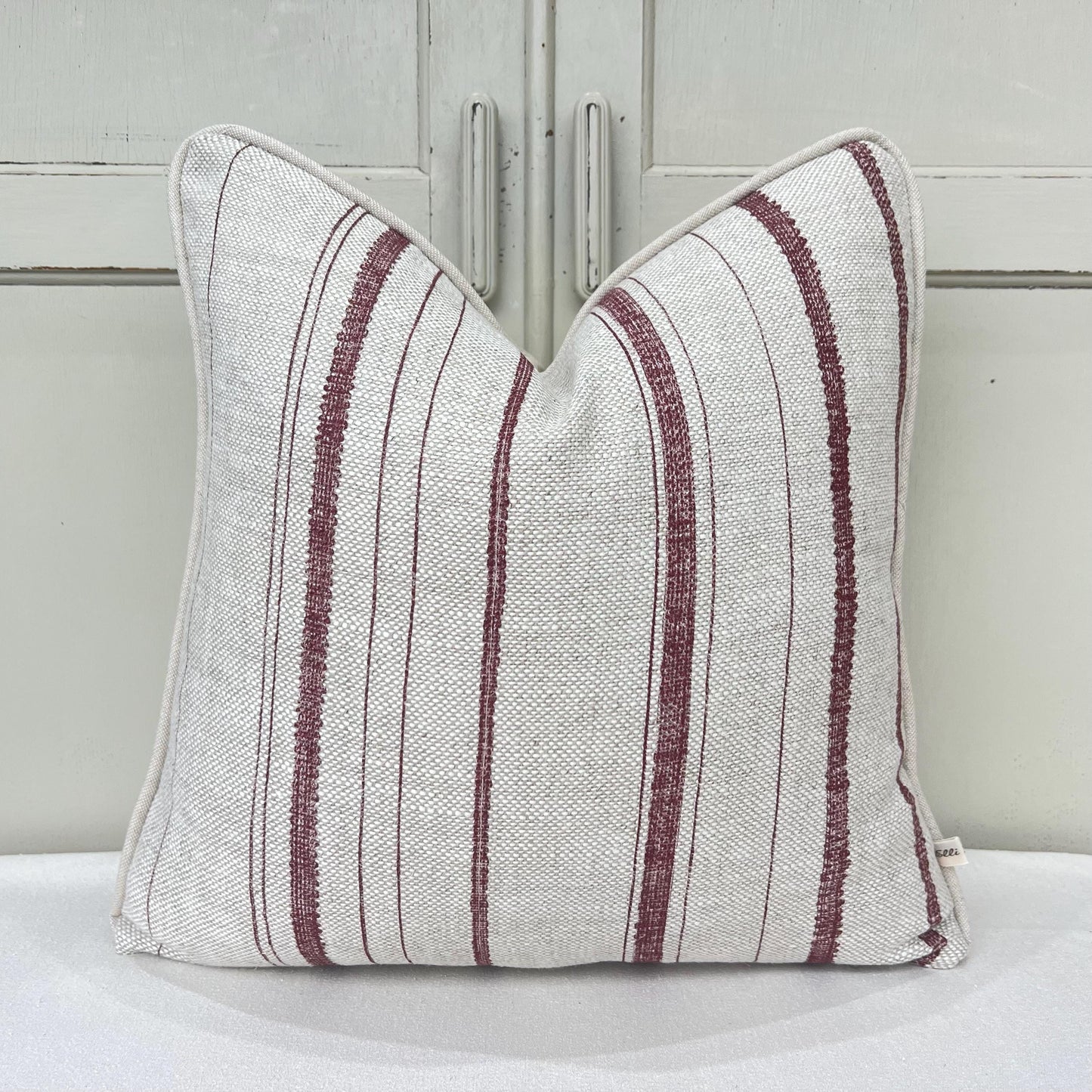Cushions Made In Fermoie Carskiey Single Stripe Luxury Designer Decorative Neutral Rusty Red Linen Cushion Pillow Throw Cover