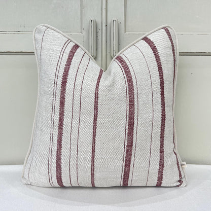 Cushions Made In Fermoie Carskiey Single Stripe Luxury Designer Decorative Neutral Rusty Red Linen Cushion Pillow Throw Cover