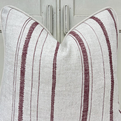 Cushions Made In Fermoie Carskiey Single Stripe Luxury Designer Decorative Neutral Rusty Red Linen Cushion Pillow Throw Cover