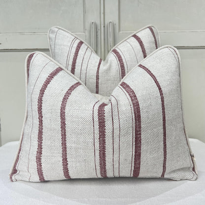 Cushions Made In Fermoie Carskiey Single Stripe Luxury Designer Decorative Neutral Rusty Red Linen Cushion Pillow Throw Cover