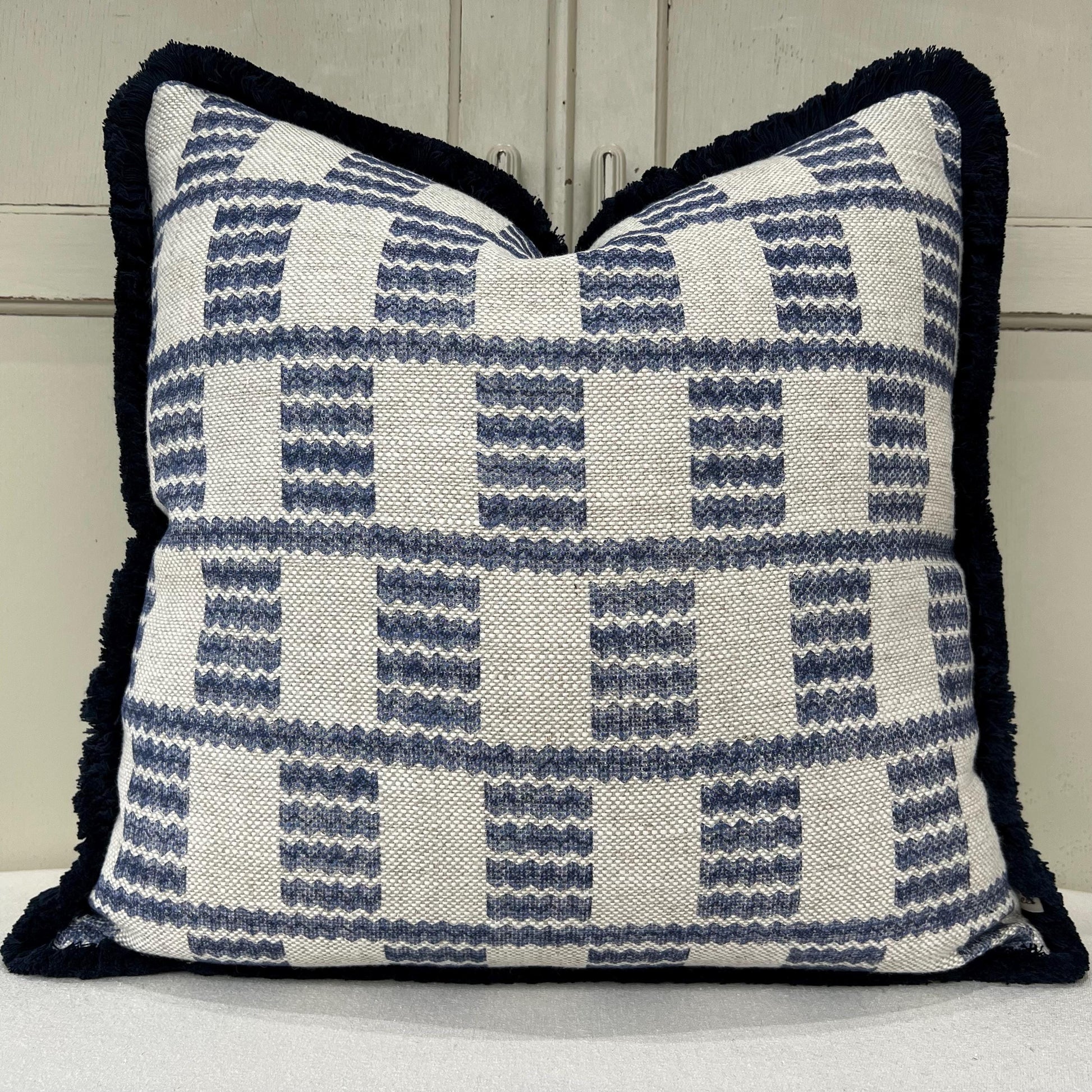 Brush Fringe Cushions Made In Fermoie Cove Blue Fabric Linen Cushion Pillow Throw Cover
