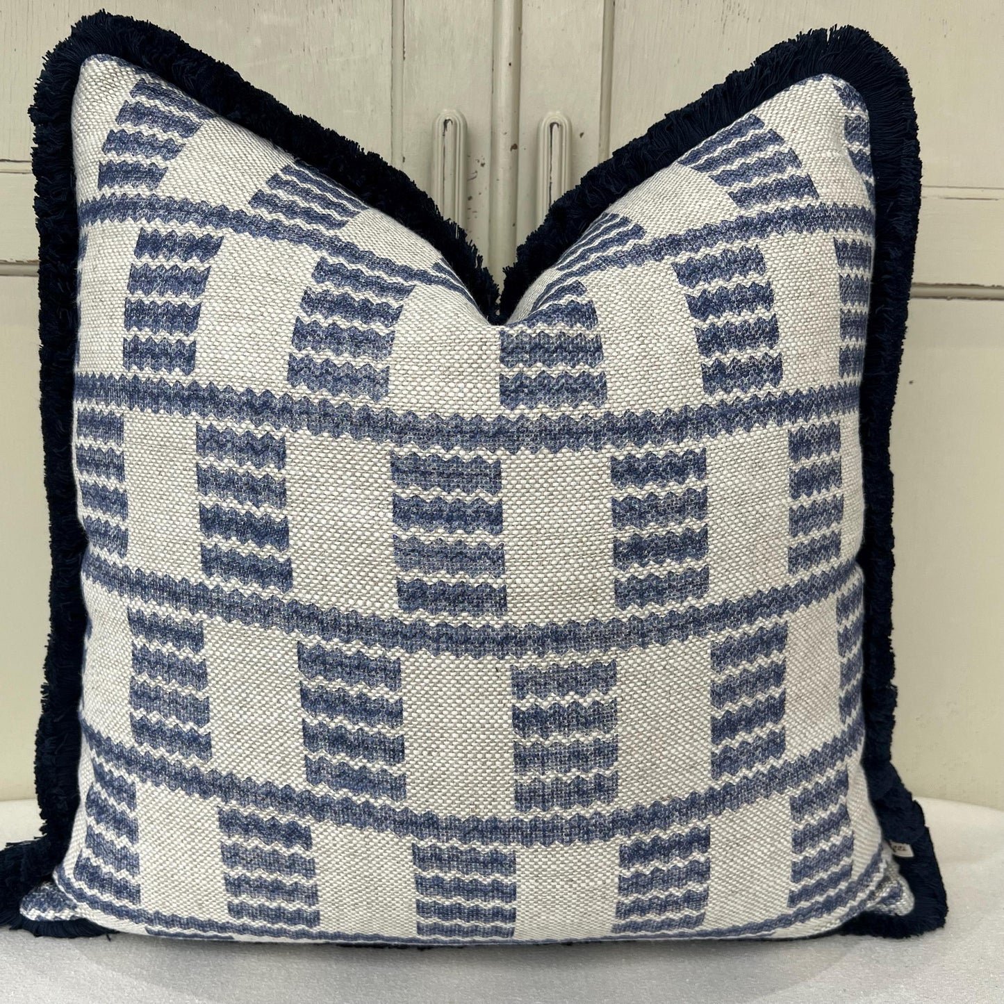 Brush Fringe Cushions Made In Fermoie Cove Blue Fabric Linen Cushion Pillow Throw Cover