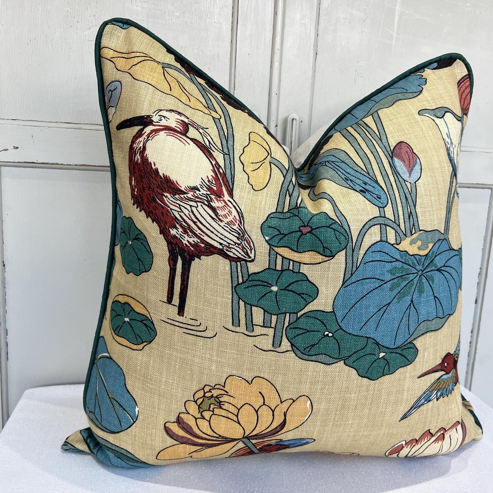 GP & J Baker Nympheus Blue Green Luxury Designer Linen Decorative Cushion Throw Pillow Cover