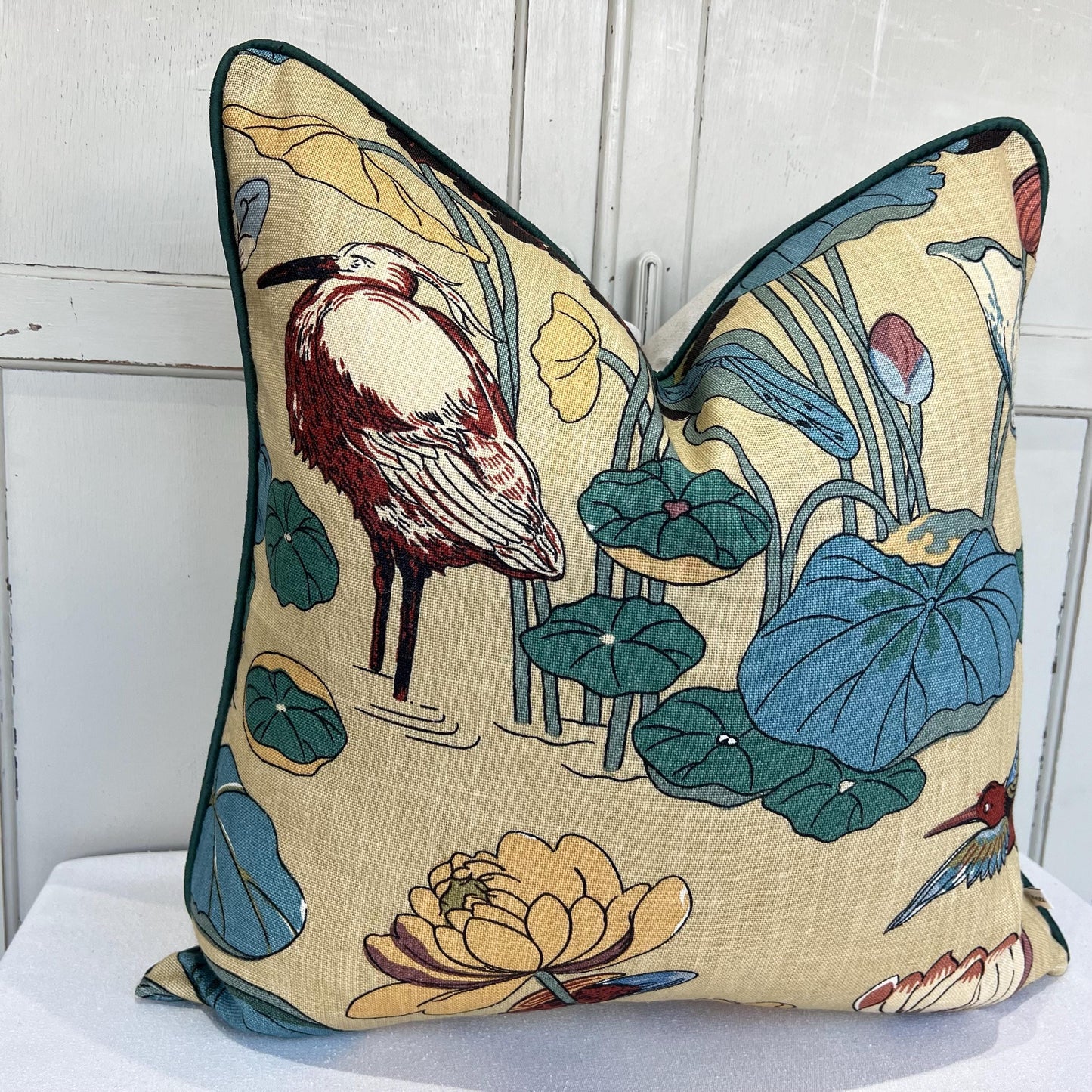 GP & J Baker Nympheus Blue Green Luxury Designer Linen Decorative Cushion Throw Pillow Cover