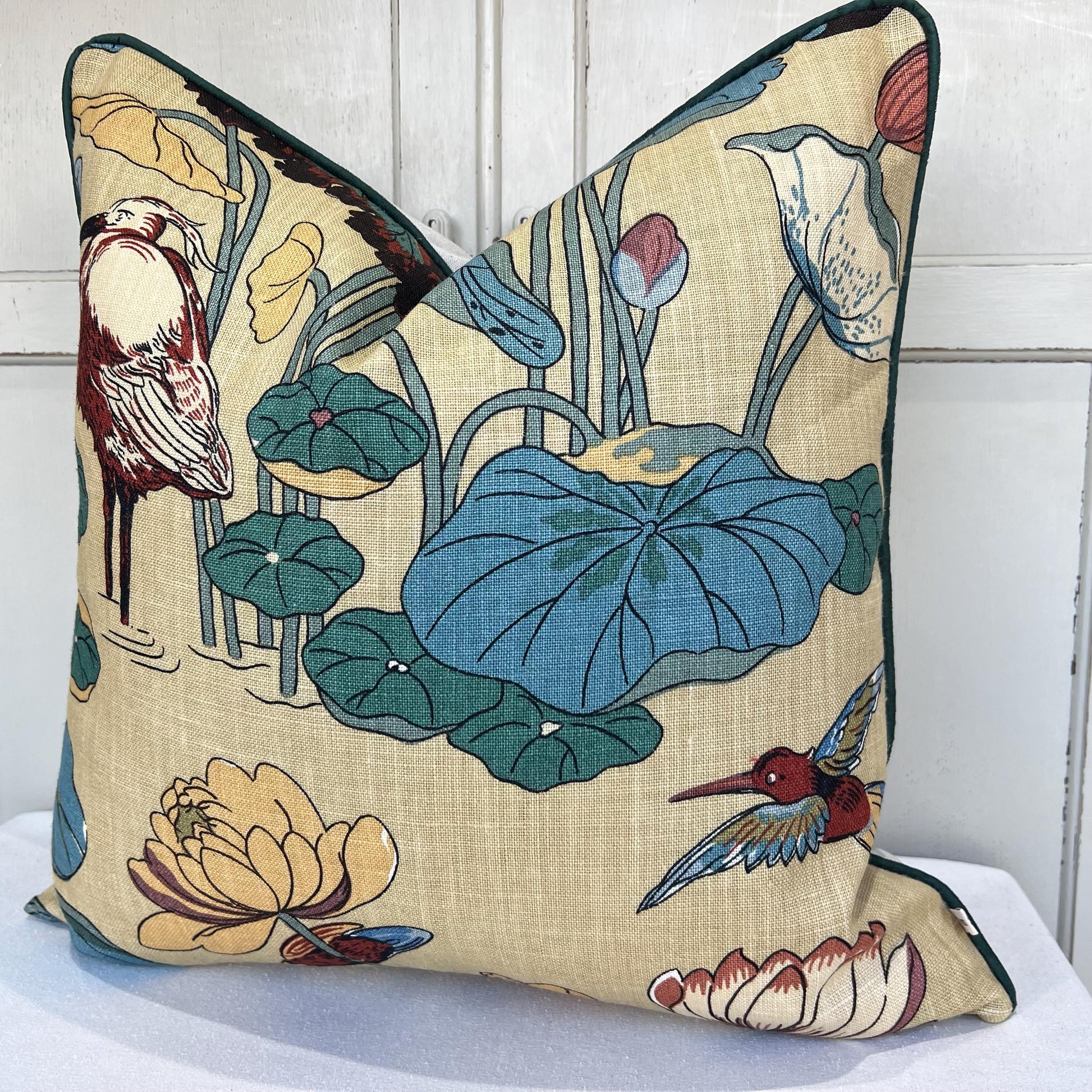 GP & J Baker Nympheus Blue Green Luxury Designer Linen Decorative Cushion Throw Pillow Cover