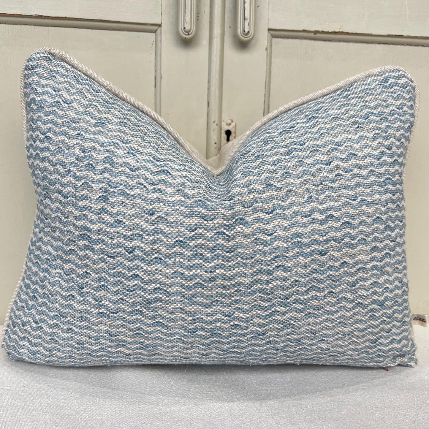 Cushions Made In Fermoie Popple Luxury Designer Decorative Pale Blue Neutral Linen Cushion Pillow Throw Cover