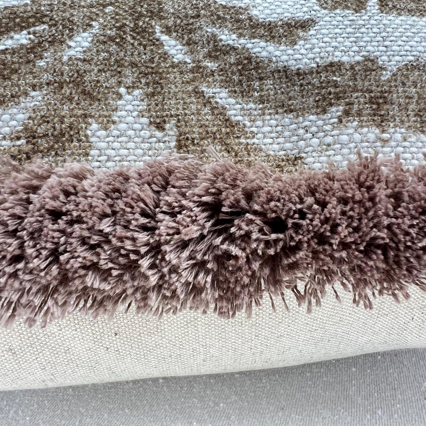 Fermoie Marlborough Designer Brush Fringe Decorative Brown Linen Cushion Pillow Throw Cover
