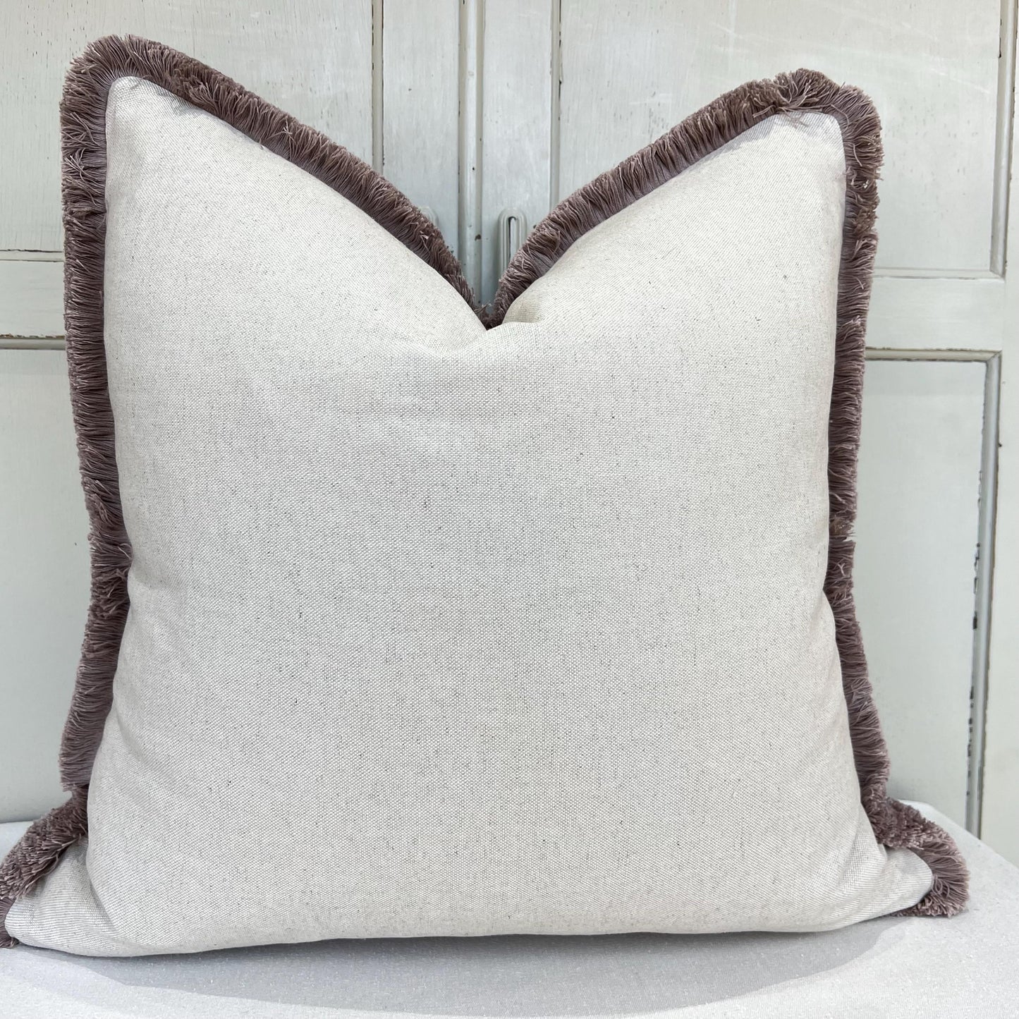 Fermoie Marlborough Designer Brush Fringe Decorative Brown Linen Cushion Pillow Throw Cover