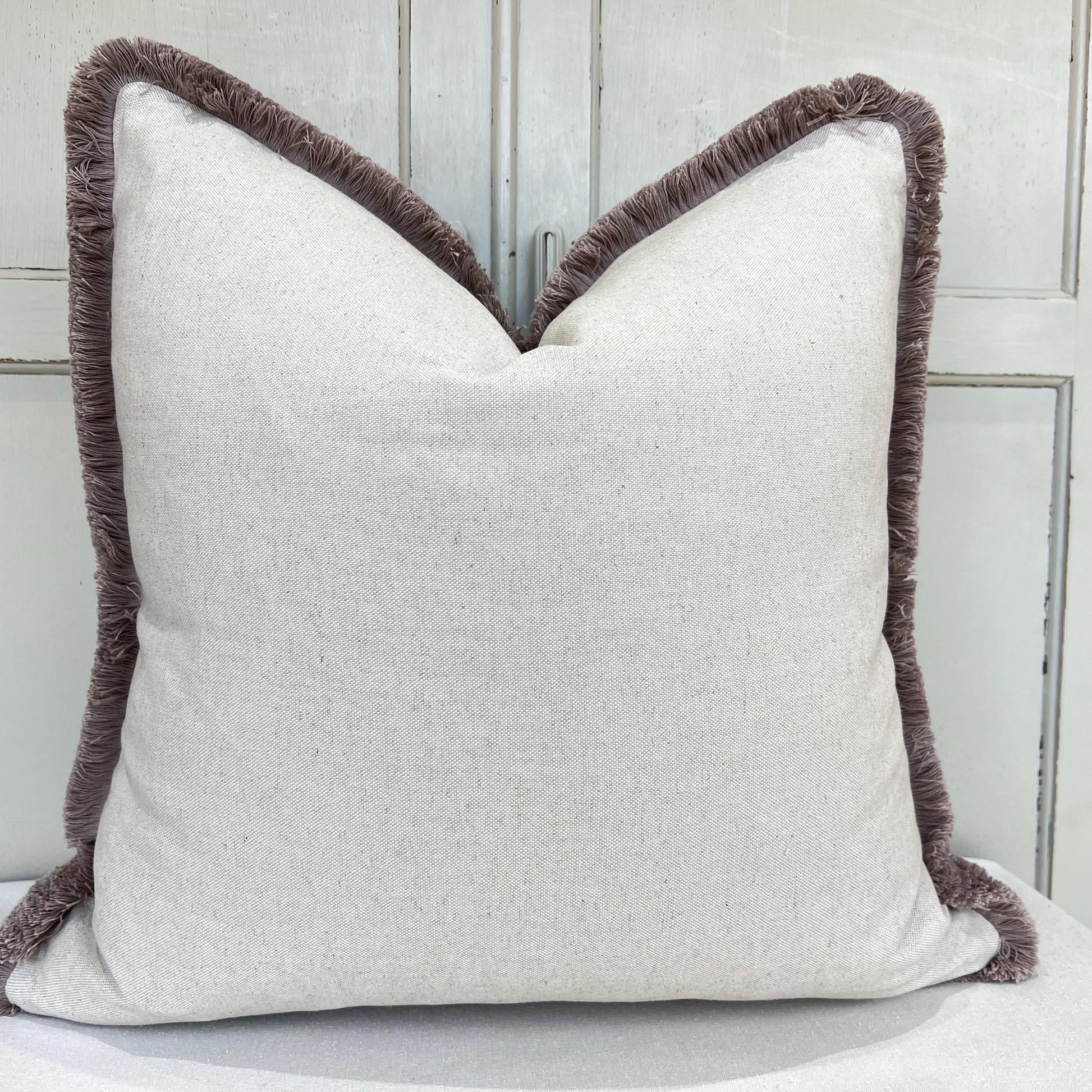 Fermoie Marlborough Designer Brush Fringe Decorative Brown Linen Cushion Pillow Throw Cover