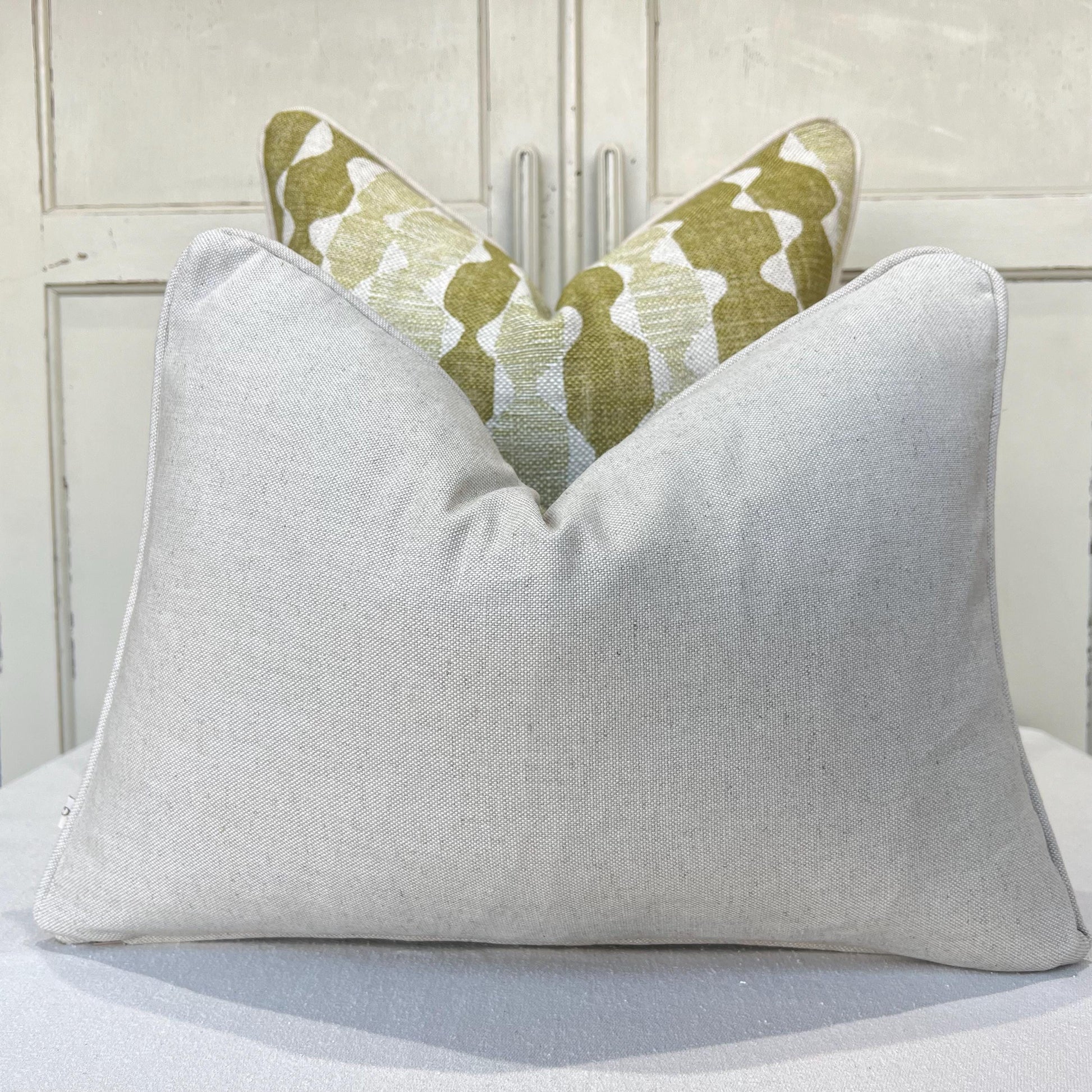 Fermoie Whittle Luxury Designer Decorative Green Linen Cushion Pillow Throw Cover
