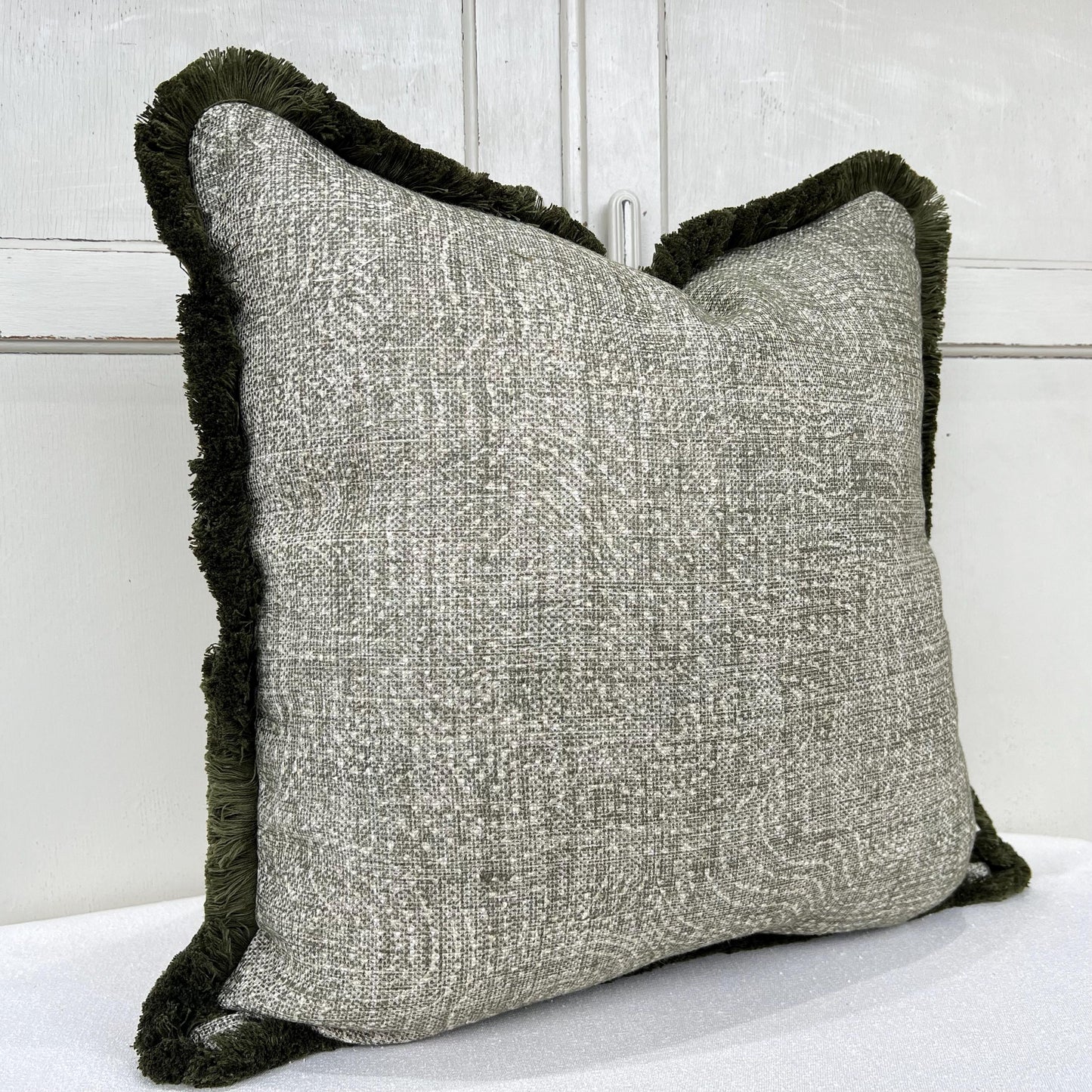 Fermoie Cloud Luxury Designer Decorative Olive Green Linen Cushion Pillow Throw Cover