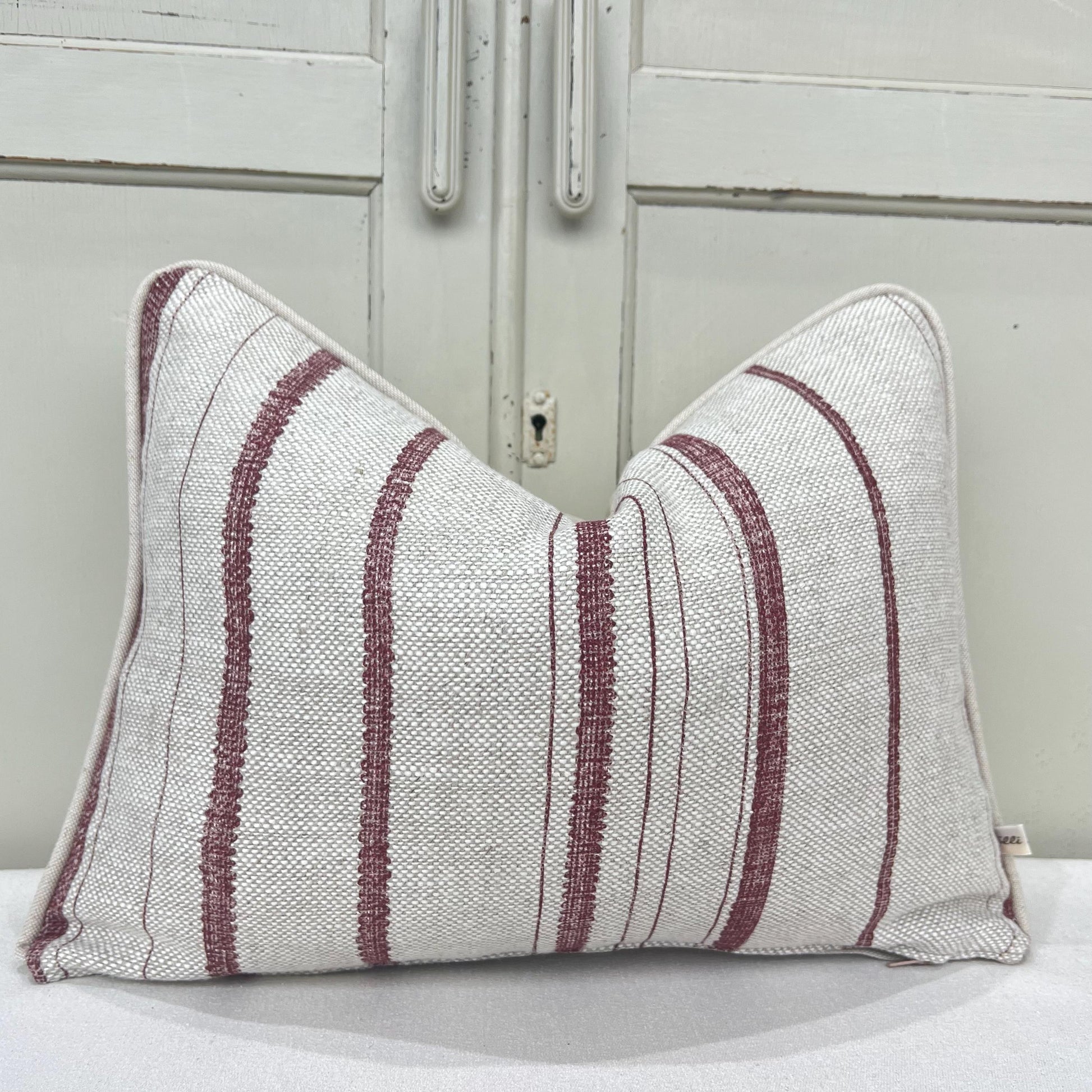 Cushions Made In Fermoie Carskiey Single Stripe Luxury Designer Decorative Neutral Rusty Red Linen Cushion Pillow Throw Cover