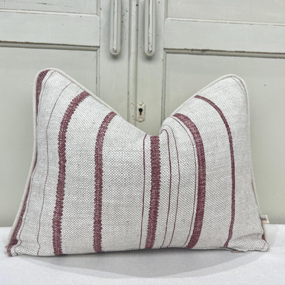 Cushions Made In Fermoie Carskiey Single Stripe Luxury Designer Decorative Neutral Rusty Red Linen Cushion Pillow Throw Cover