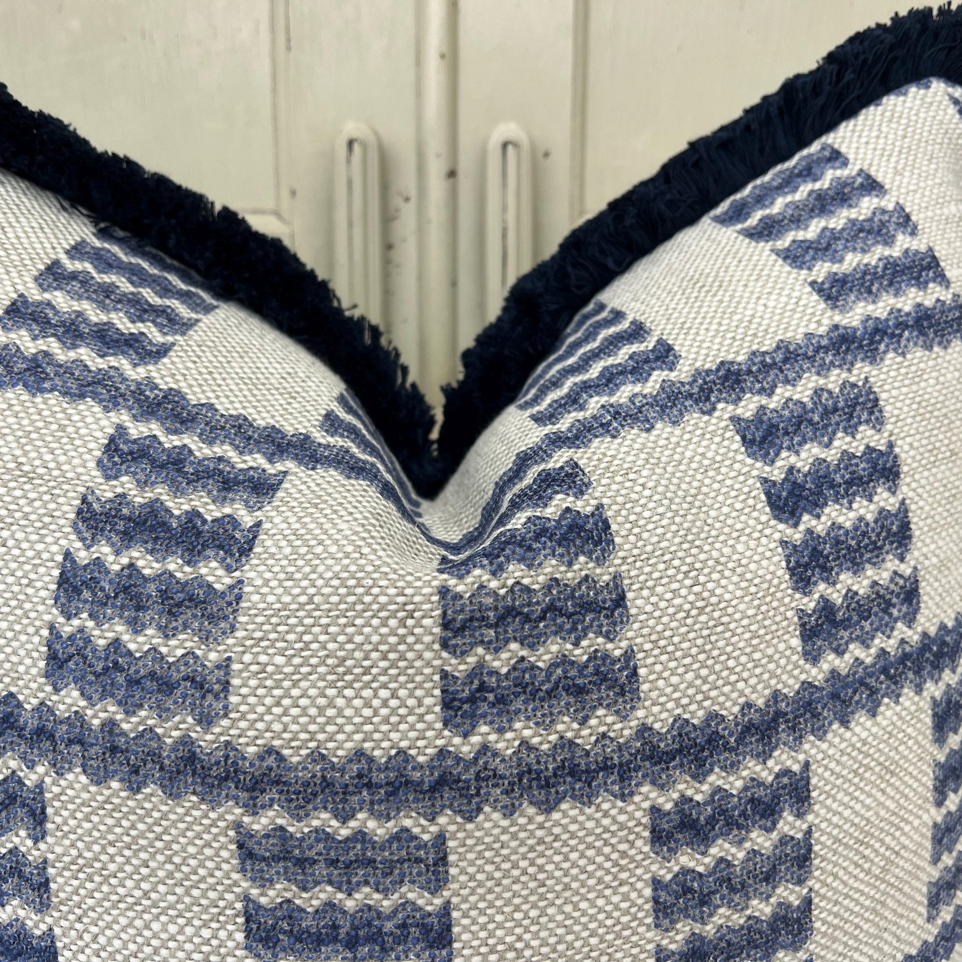 Brush Fringe Cushions Made In Fermoie Cove Blue Fabric Linen Cushion Pillow Throw Cover