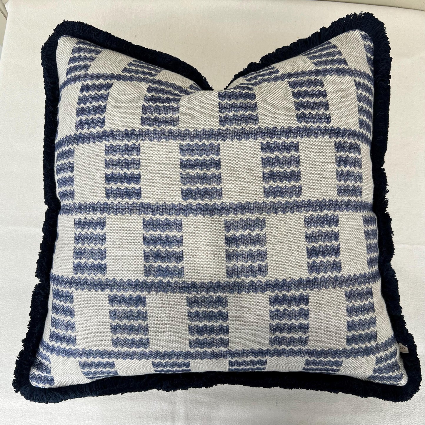 Brush Fringe Cushions Made In Fermoie Cove Blue Fabric Linen Cushion Pillow Throw Cover