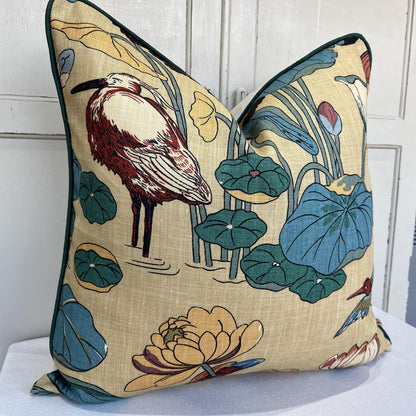 GP & J Baker Nympheus Blue Green Luxury Designer Linen Decorative Cushion Throw Pillow Cover