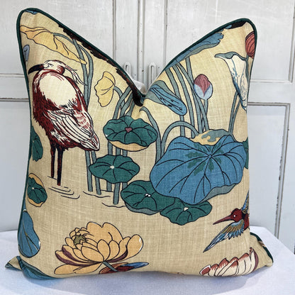 GP & J Baker Nympheus Blue Green Luxury Designer Linen Decorative Cushion Throw Pillow Cover