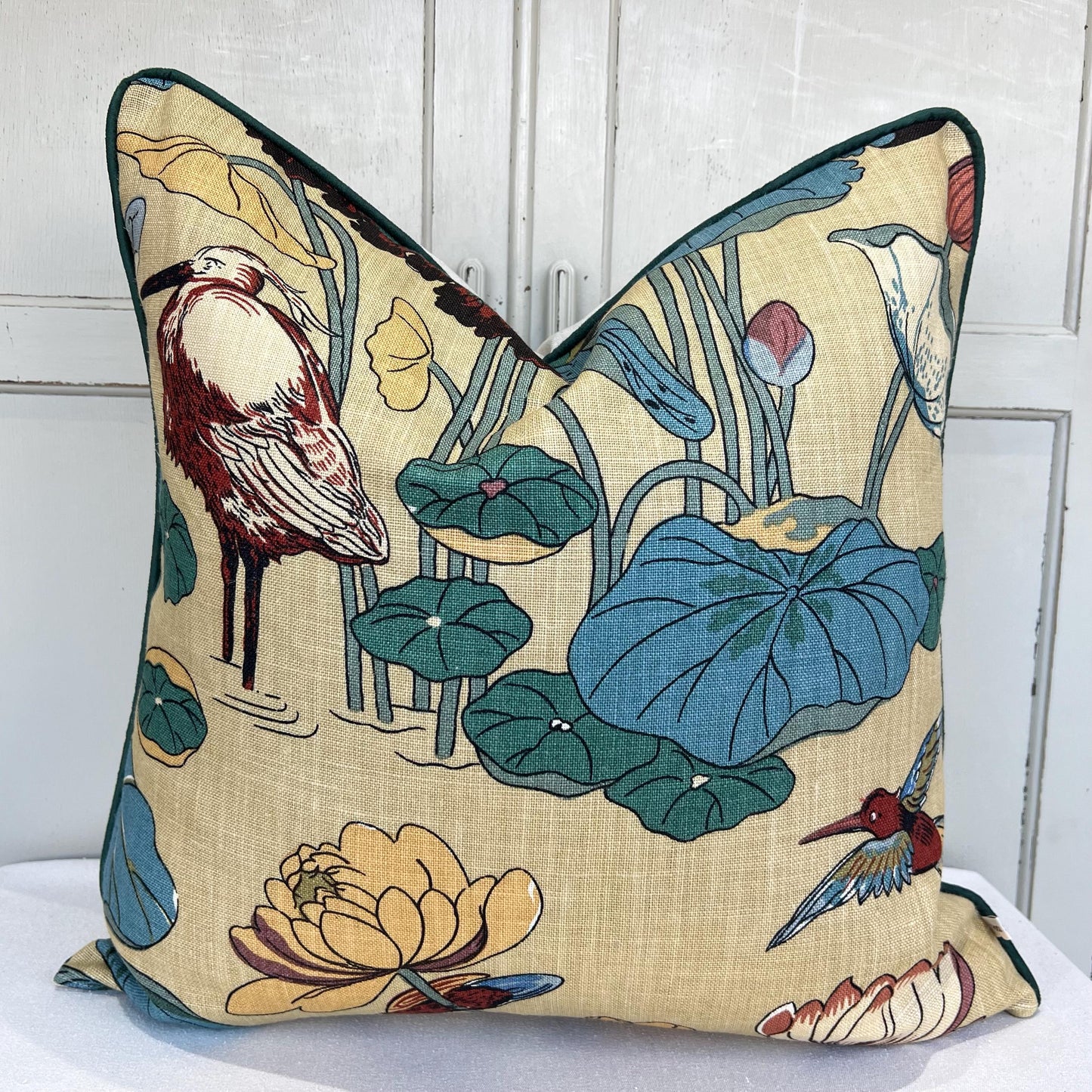 GP & J Baker Nympheus Blue Green Luxury Designer Linen Decorative Cushion Throw Pillow Cover