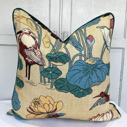 GP & J Baker Nympheus Blue Green Luxury Designer Linen Decorative Cushion Throw Pillow Cover