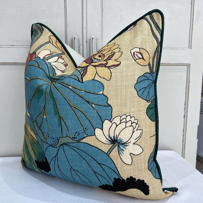 GP & J Baker Nympheus Taupe Beige Luxury Designer Linen Decorative Cushion Throw Pillow Cover