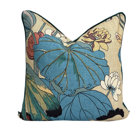 GP & J Baker Nympheus Blue Green Luxury Designer Linen Decorative Cushion Throw Pillow Cover