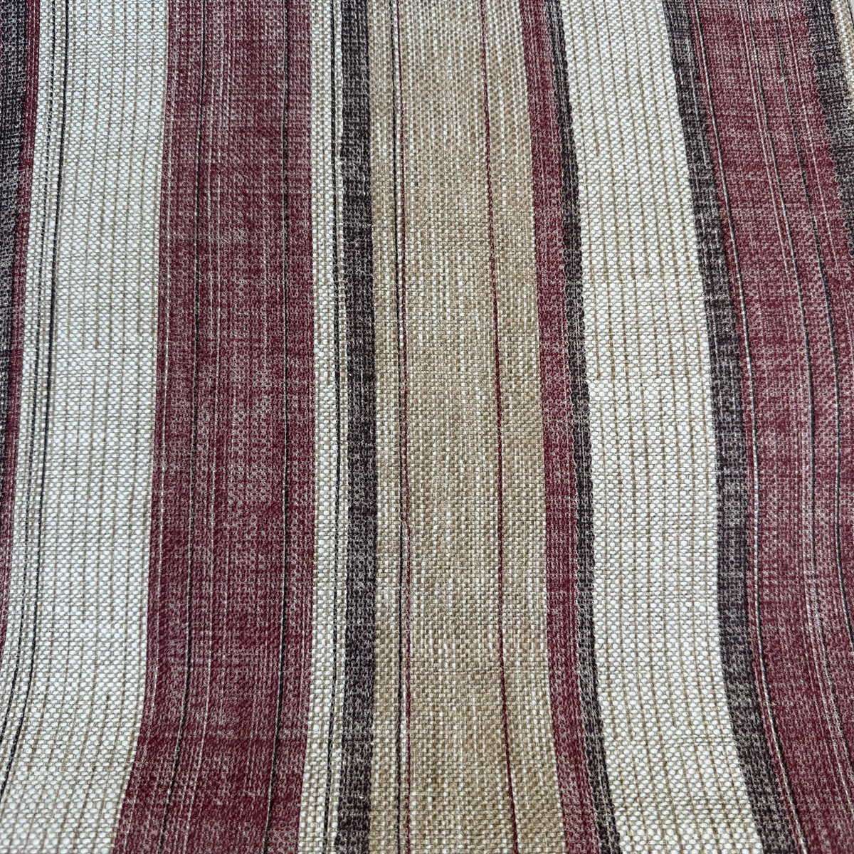 Fermoie Carskiey Broad Stripe Designer Burgundy Beige Linen Cushion Pillow Cover