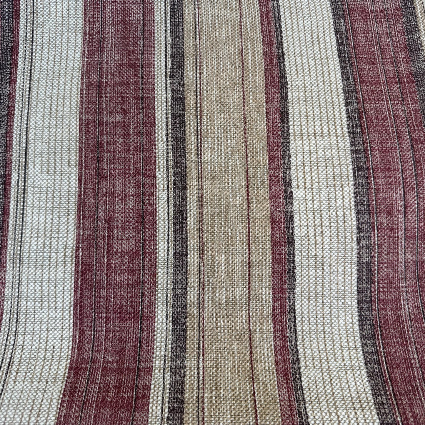 Fermoie Carskiey Broad Stripe Designer Burgundy Beige Linen Cushion Pillow Cover