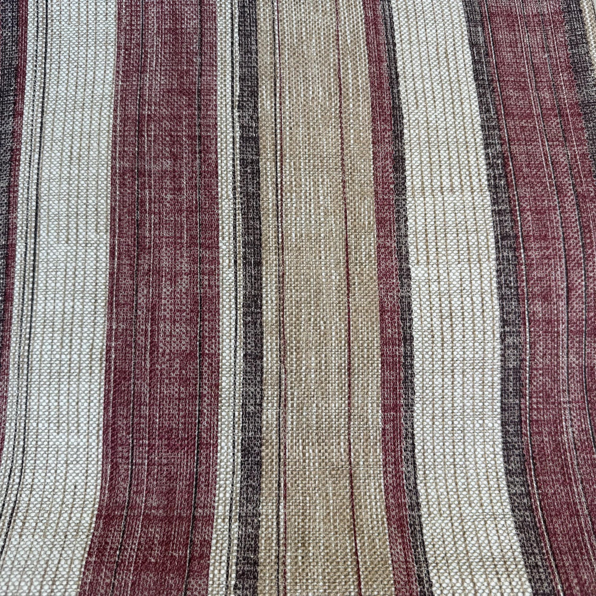 Fermoie Carskiey Broad Stripe Designer Burgundy Beige Linen Cushion Pillow Cover