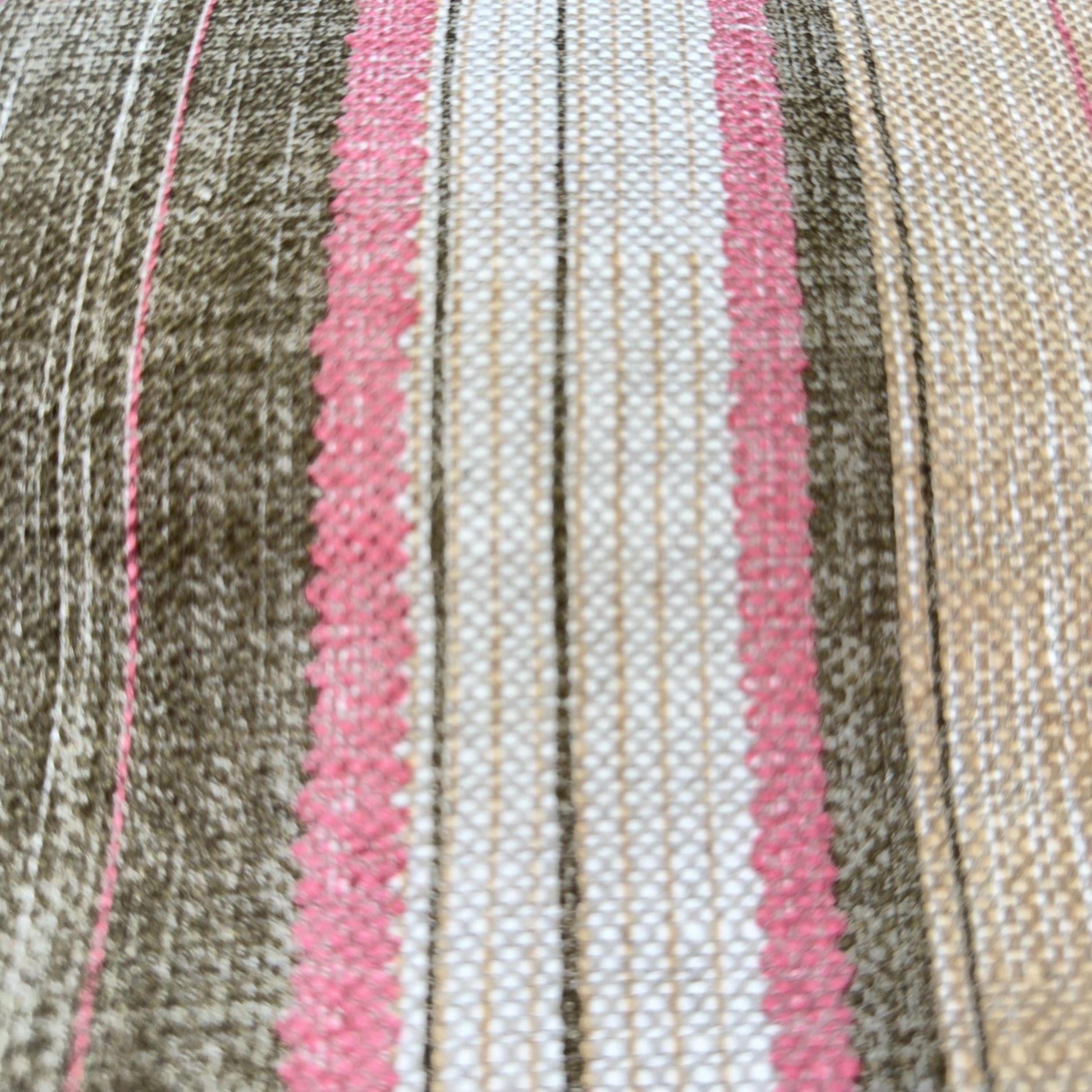 Fermoie Carskiey Broad Stripe Designer Pink Green Linen Cushion Pillow Cover