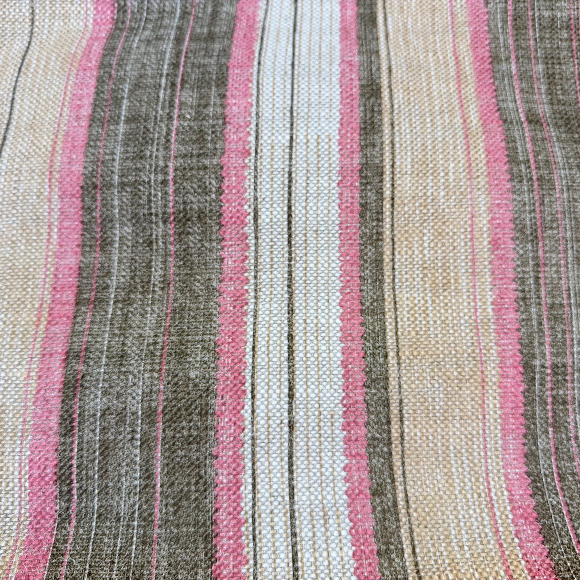 Fermoie Carskiey Broad Stripe Designer Pink Green Linen Cushion Pillow Cover