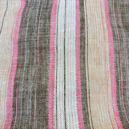 Fermoie Carskiey Broad Stripe Designer Pink Green Linen Cushion Pillow Cover