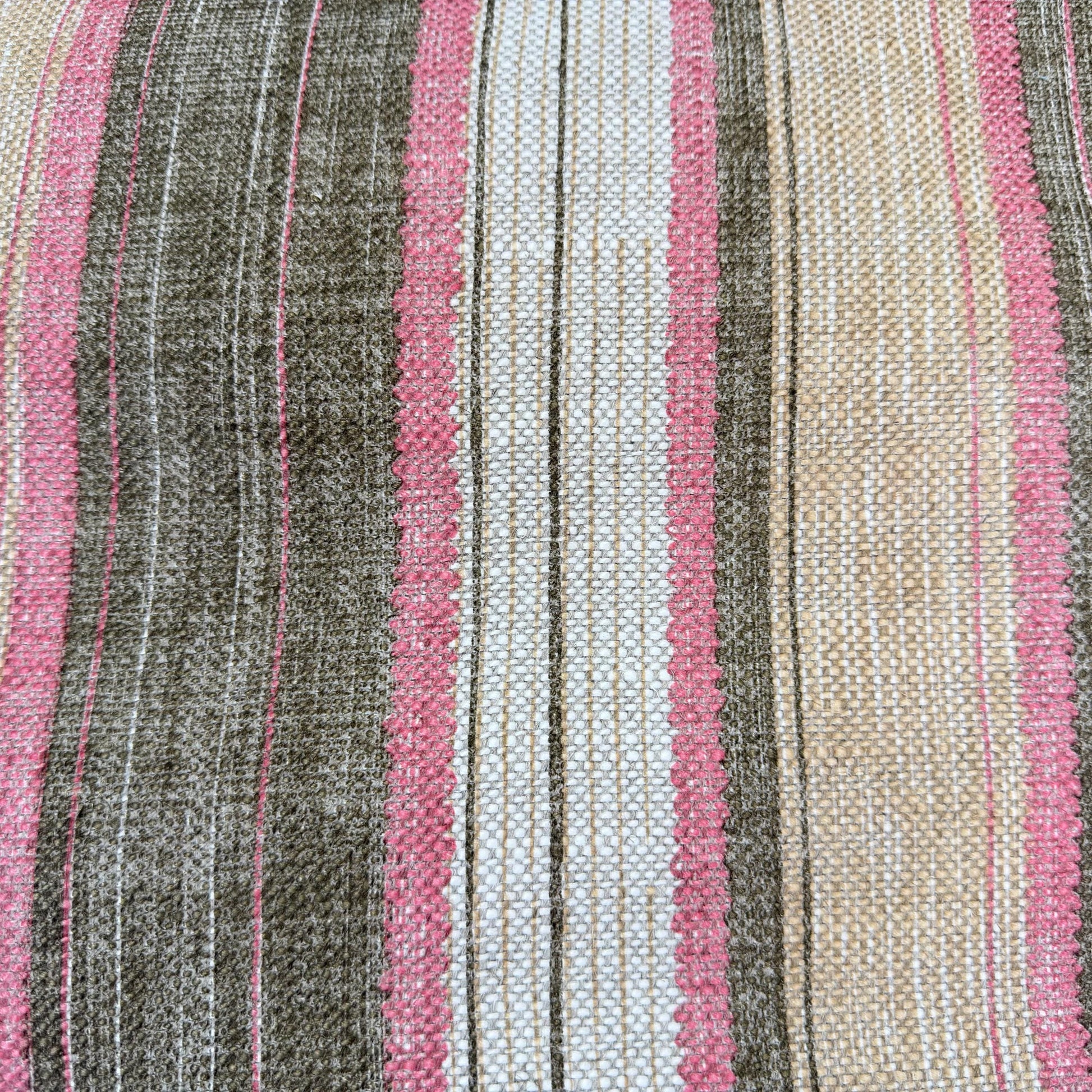 Fermoie Carskiey Broad Stripe Designer Pink Green Linen Cushion Pillow Cover