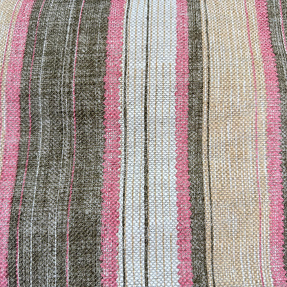 Fermoie Carskiey Broad Stripe Designer Pink Green Linen Cushion Pillow Cover