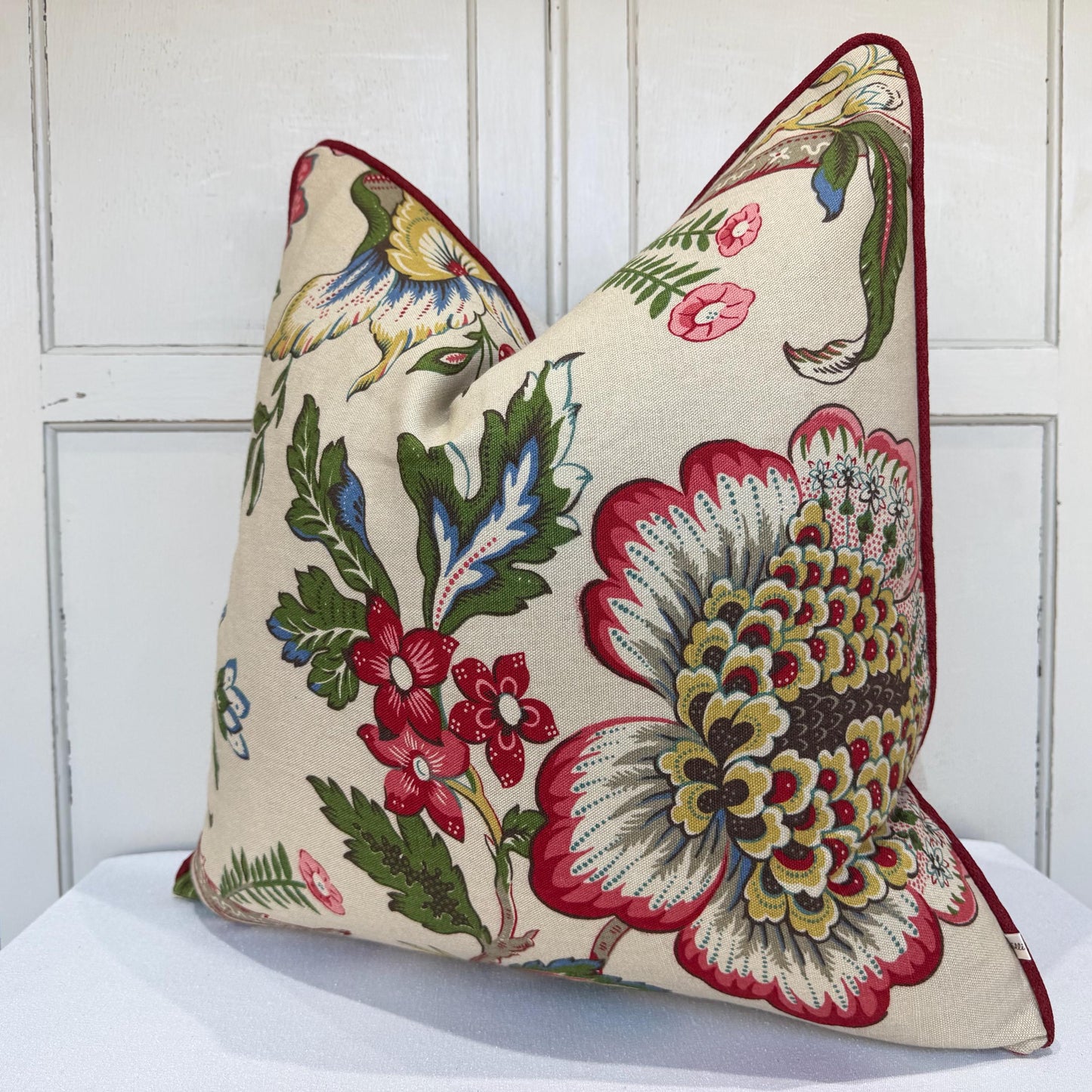 Titley and Marr Ashby Floral Red Green Cushion Pillow Cover