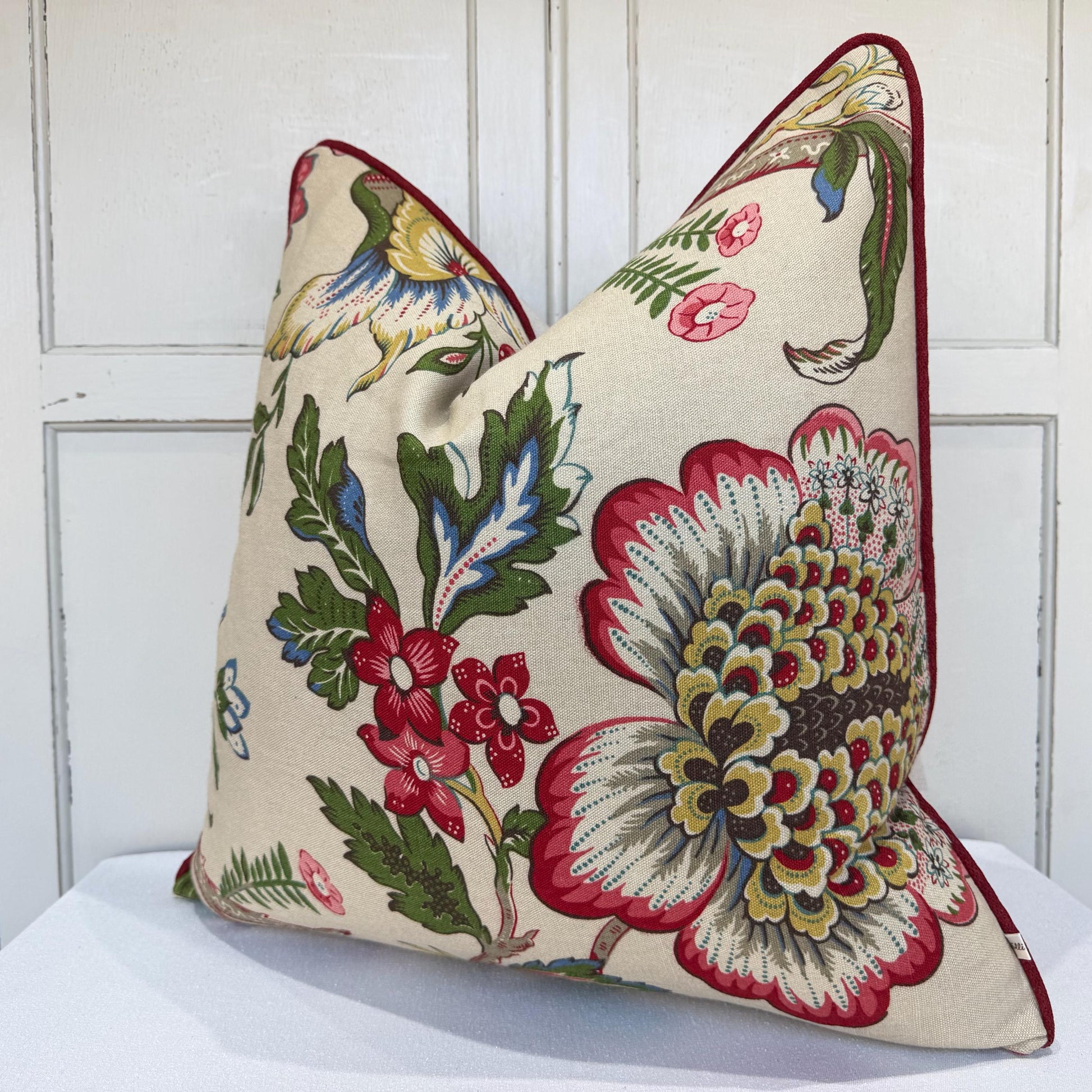 Titley and Marr Ashby Floral Red Green Cushion Pillow Cover