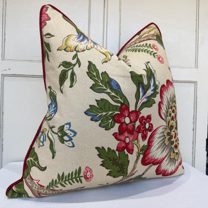 Titley and Marr Ashby Floral Red Green Cushion Pillow Cover