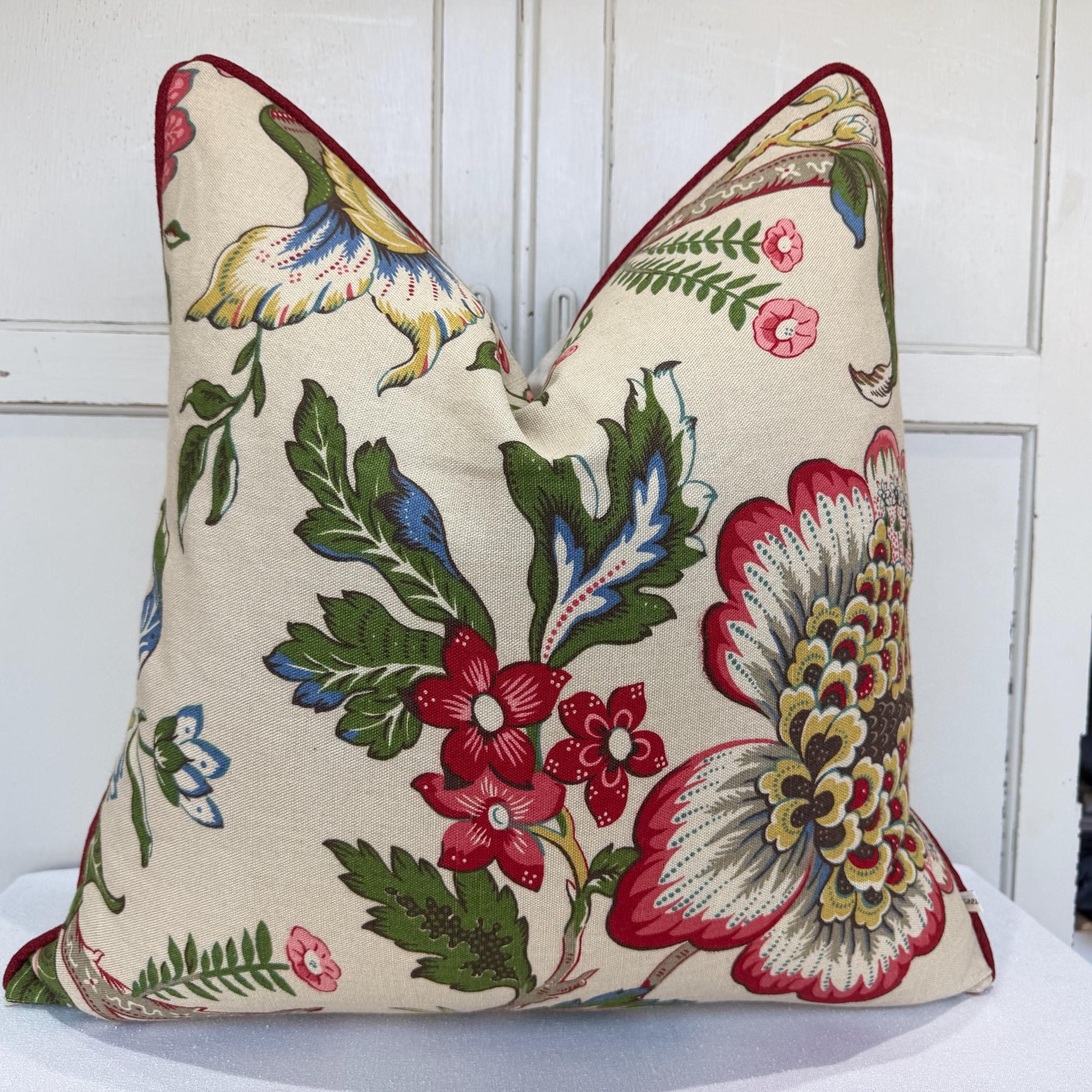 Titley and Marr Ashby Floral Red Green Cushion Pillow Cover