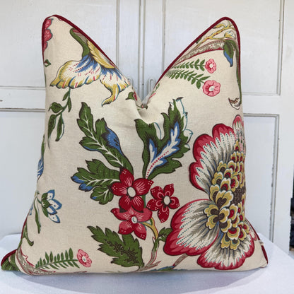 Titley and Marr Ashby Floral Red Green Cushion Pillow Cover