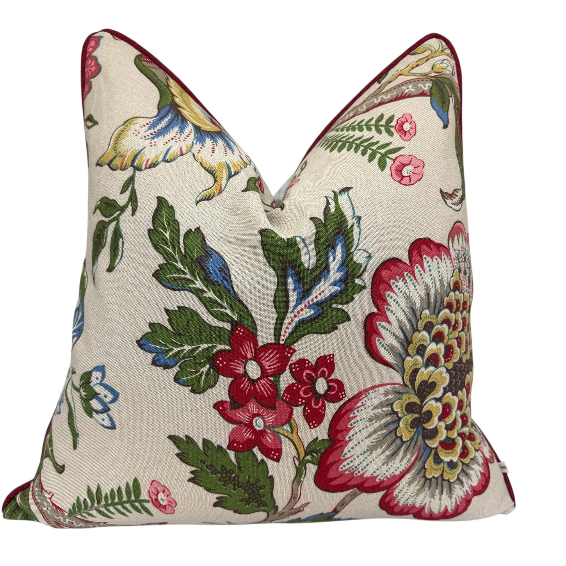 Titley and Marr Ashby Floral Red Green Cushion Pillow Cover