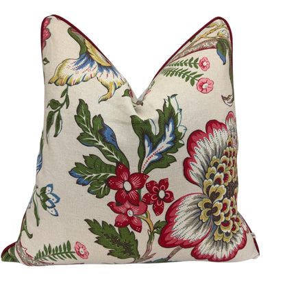 Titley and Marr Ashby Floral Red Green Cushion Pillow Cover