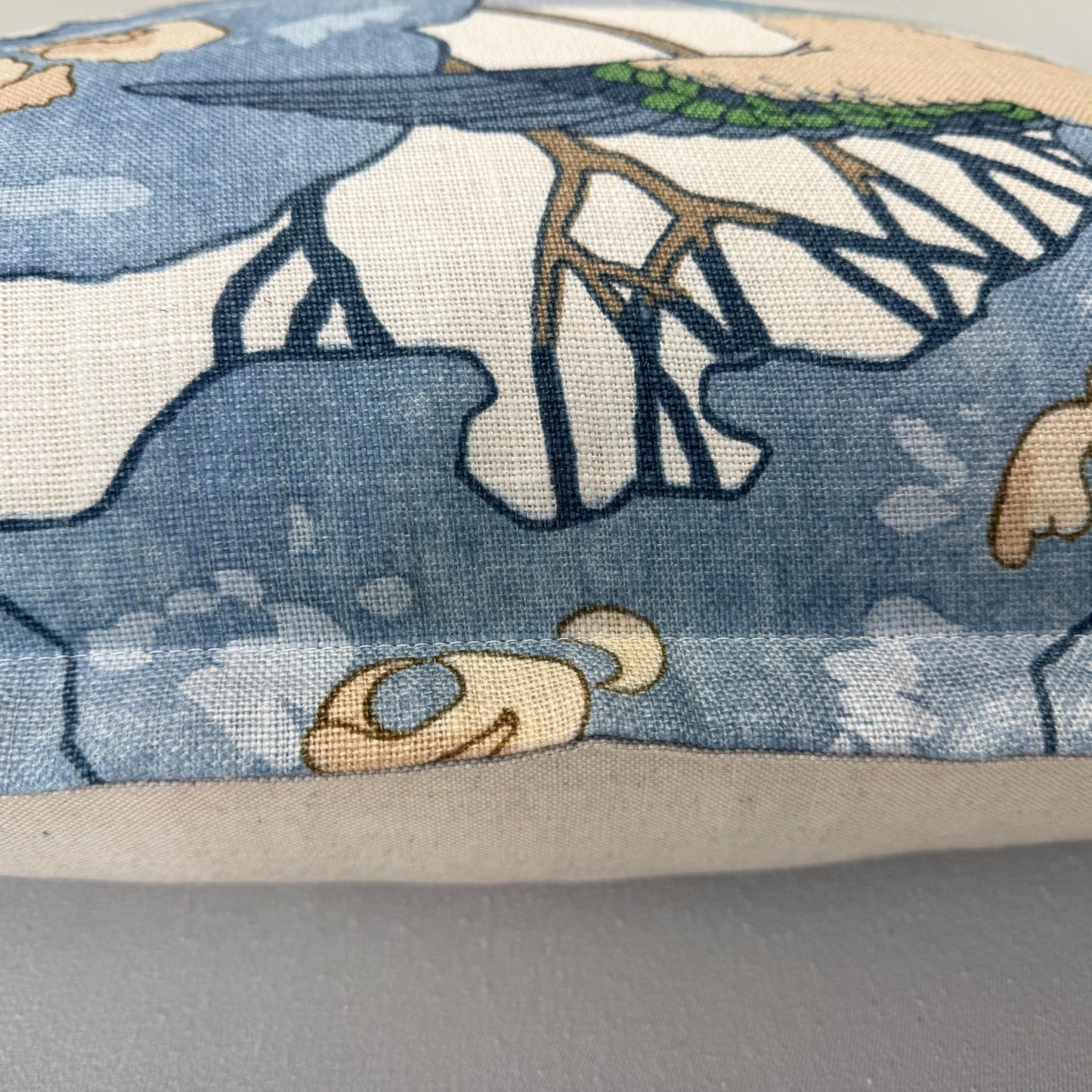 Mulberry Flying Ducks Flange Edge Blue Neutral Cream Luxury Cushion Pillow Cover