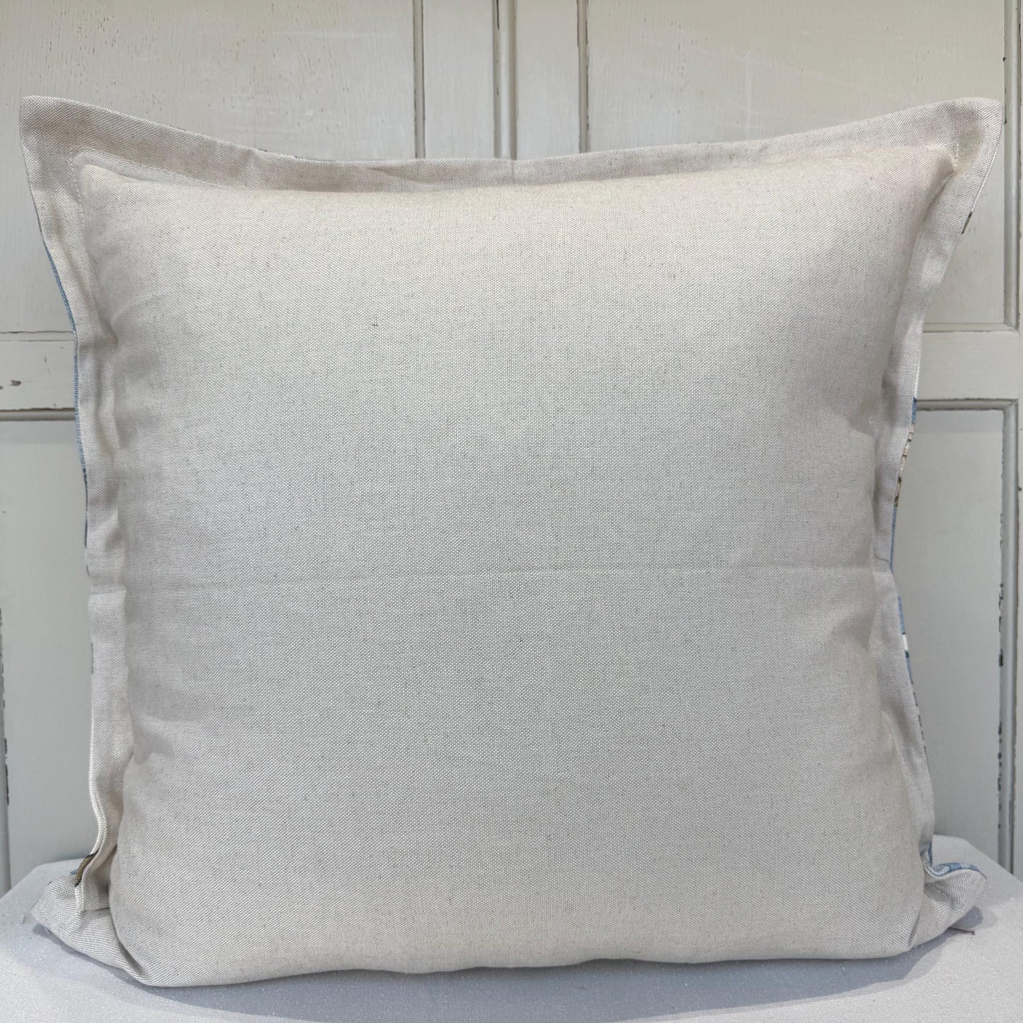 Mulberry Flying Ducks Flange Edge Blue Neutral Cream Luxury Cushion Pillow Cover