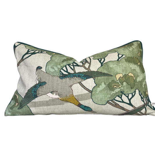 Mulberry Flying Ducks Emerald Green Luxury Cushion Pillow Cover