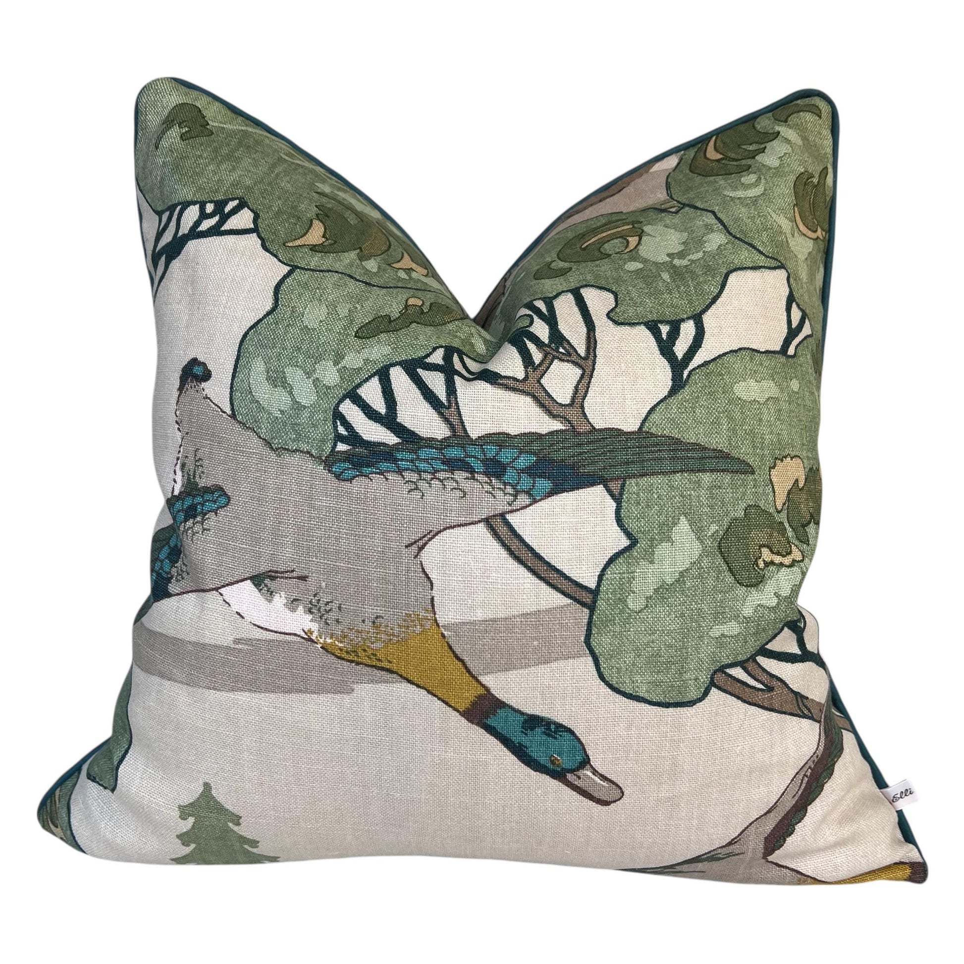 Mulberry Flying Ducks Emerald Green Luxury Cushion Pillow Cover