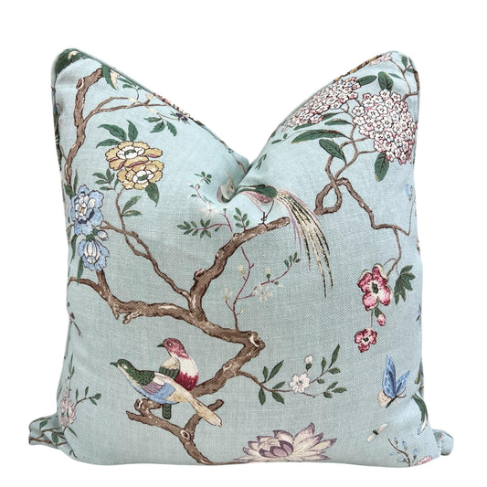 GP & J Baker Oriental Bird Luxury Designer Duckegg Double Sided Cushion Pillow Cover