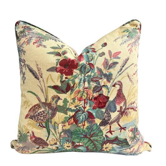 Schumacher Quail Meadow Spring Traditional Luxury Designer Cushion Sofa Throw Pillow Cover