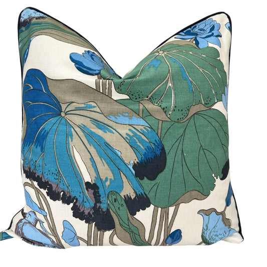 GP & J Baker Nympheus Blue Teal Luxury Designer Decorative Cushion Throw Pillow Cover