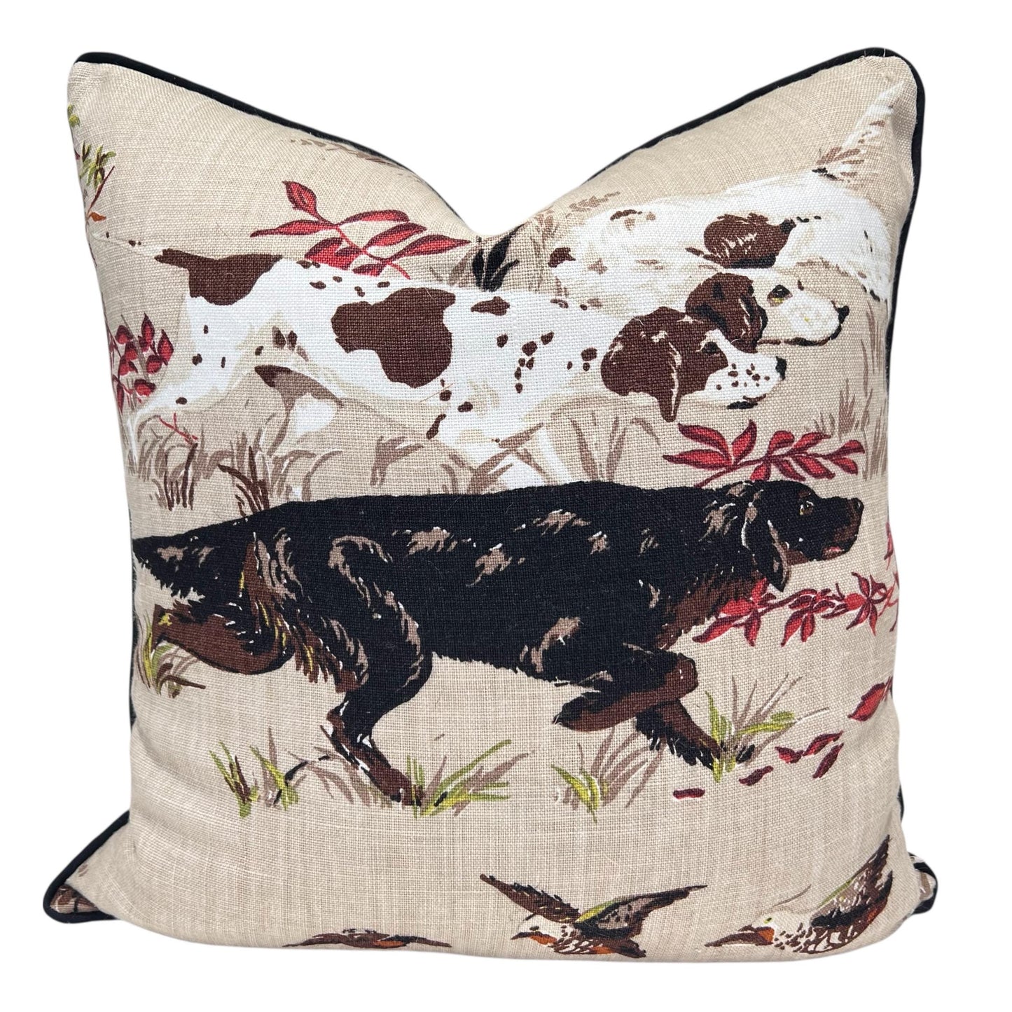 Schumacher Luxury Designer Pointers Tan Beige Decorative Cushion Pillow Throw Cover